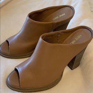 Nine West Heeled Mules Cognac- size 11